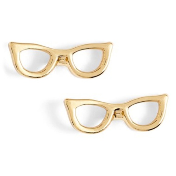 kate spade Jewelry - HP!! NEW Kate Spade 12K Gold Lookout Glasses Studs